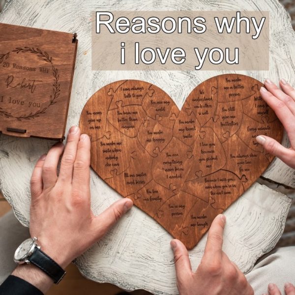 Hand Made Reasons Why I Love You Wooden Puzzle
